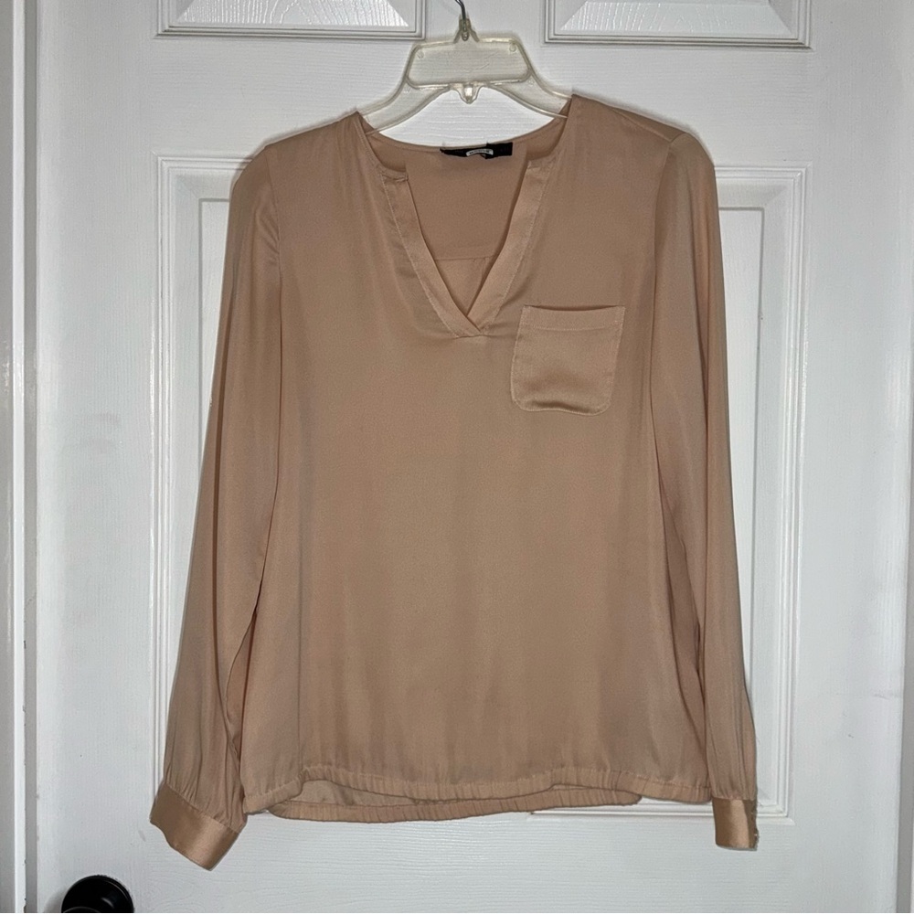 The Limited Tan V-Neck Blouse